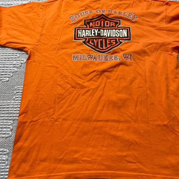 Vintage 90’s Harley Davidson Milwaukee Orange Tee - Picture 8 of 9